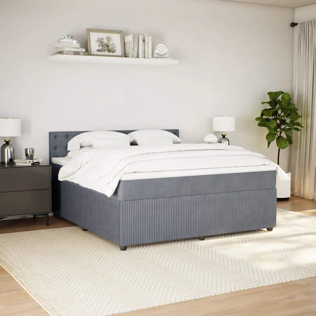 Giroletto a Molle con Materasso Grigio Scuro 180x200 cm Velluto
