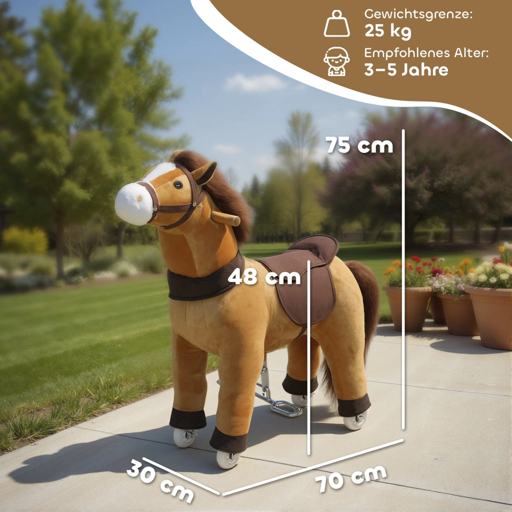 Cavallo a dondolo per bambini ¨C zephmum ¨C Tessuto marrone scuro