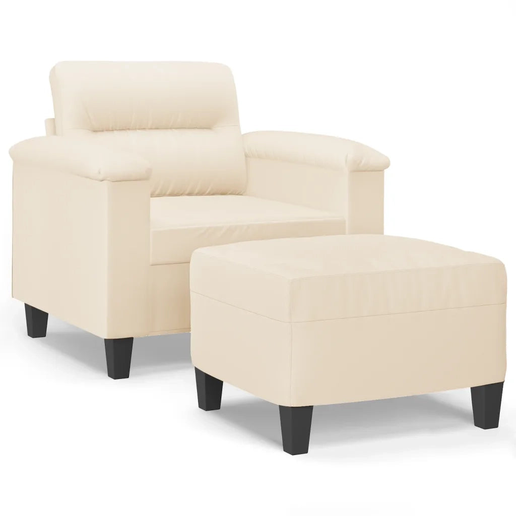 vidaXL Poltrona con Poggiapiedi Beige 60 cm in Tessuto Microfibra