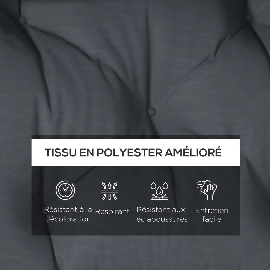 Set 2 Cuscini per Panca da Esterno ¨C Xylo ¨C Seduta + Schienale Poliestere Idrorepellente Grigio