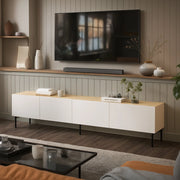 Scopa, Mobile Porta tv un Ripiano, 200x40x52h cm Beige