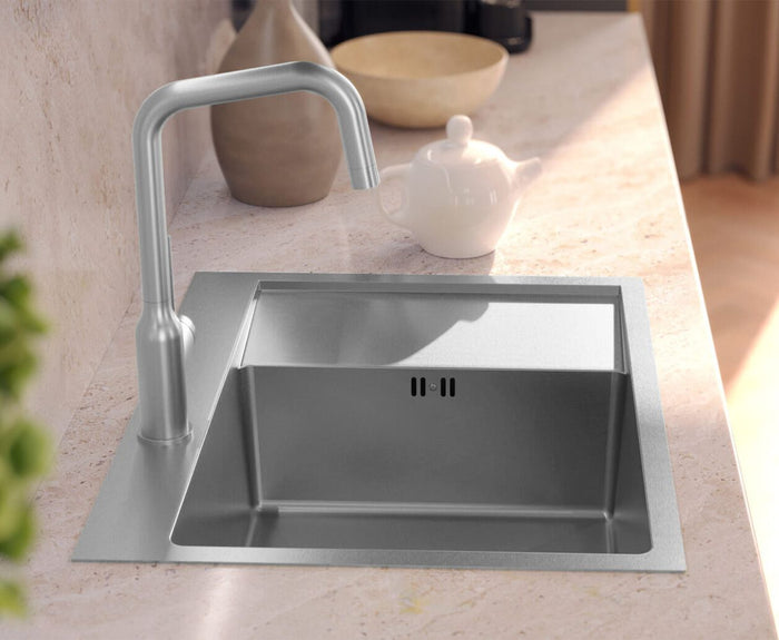 Lavello In Acciaio Russel 116 Brush Nickel Ventricolo sinistro