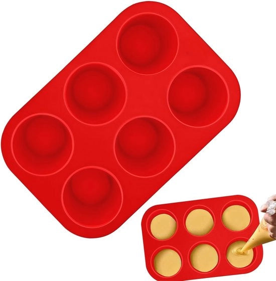 Muffiniera in silicone con superficie antiaderente per muffins e cupcakes - 6 fori