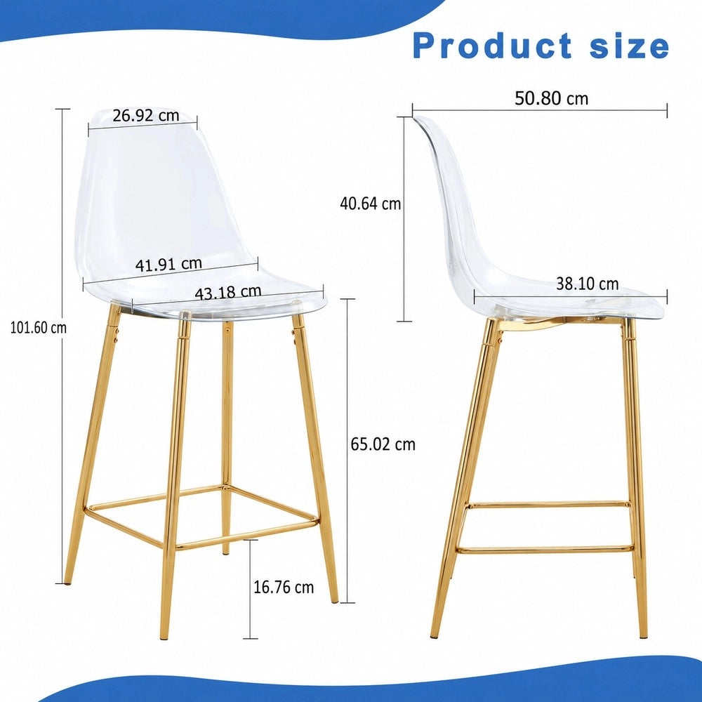 Sgabelli da Bar Set 2 Pezzi ¨C MINIMAL ¨C Trasparenti con Struttura in Metallo Nero/Oro/Argento