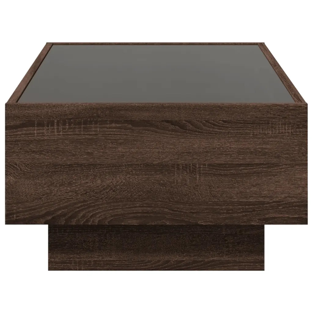 Tavolino Salotto con LED Rovere Marrone 90x50x30 cm Multistrato 847524