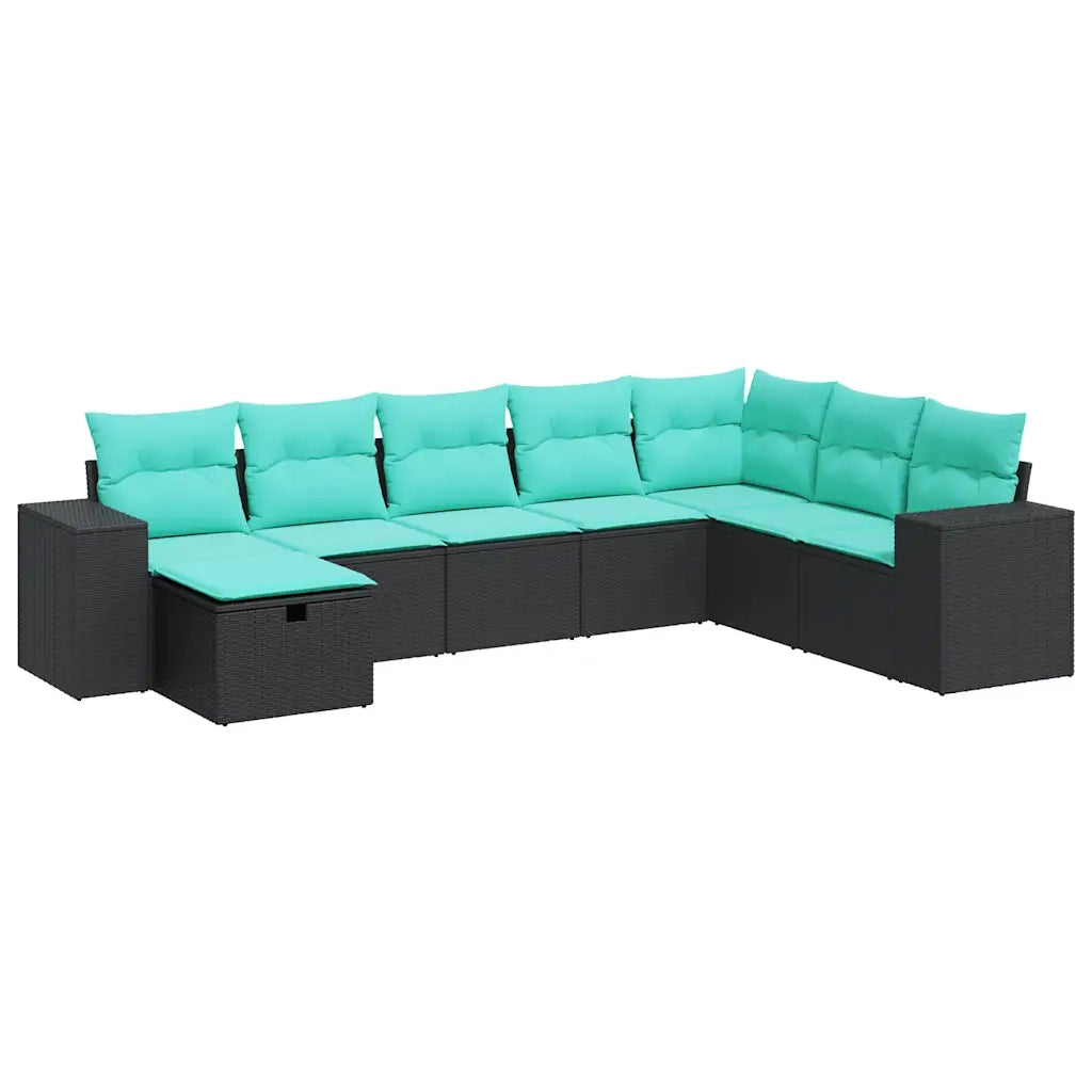 Set Divani da Giardino con Cuscini 8 pz Nero in Polyrattan 3325733
