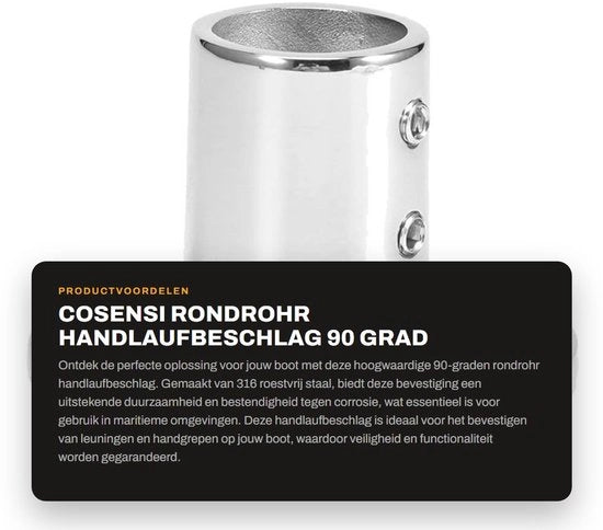 Maniglia di sostegno 90 gradi - Acciaio inossidabile - 25 mm - Accessori per stivali - Resistente allo shock - Duraturo - Accessorio per stivali