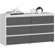 Cassettiera CL100 compatta AKORD Bianca 100 cm 6 cassetti inserto frontale Grigio Grafite 100x35x57 cm