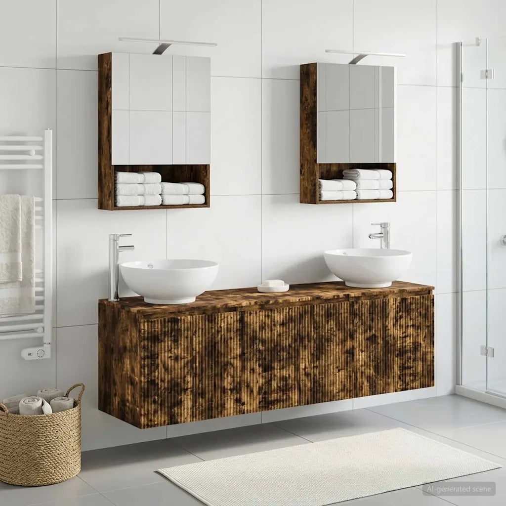 Set di Armadi da Bagno 5 pcs Rovere Fumo Legno ingegnerizzato 3406483