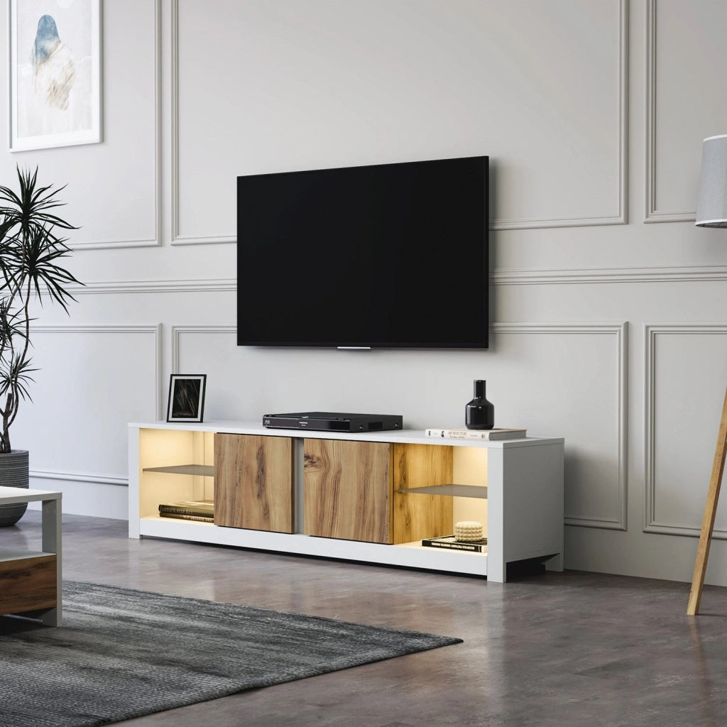 Porta TV in legno "Aydos" 180 x 35 x 45 cm - Bianco