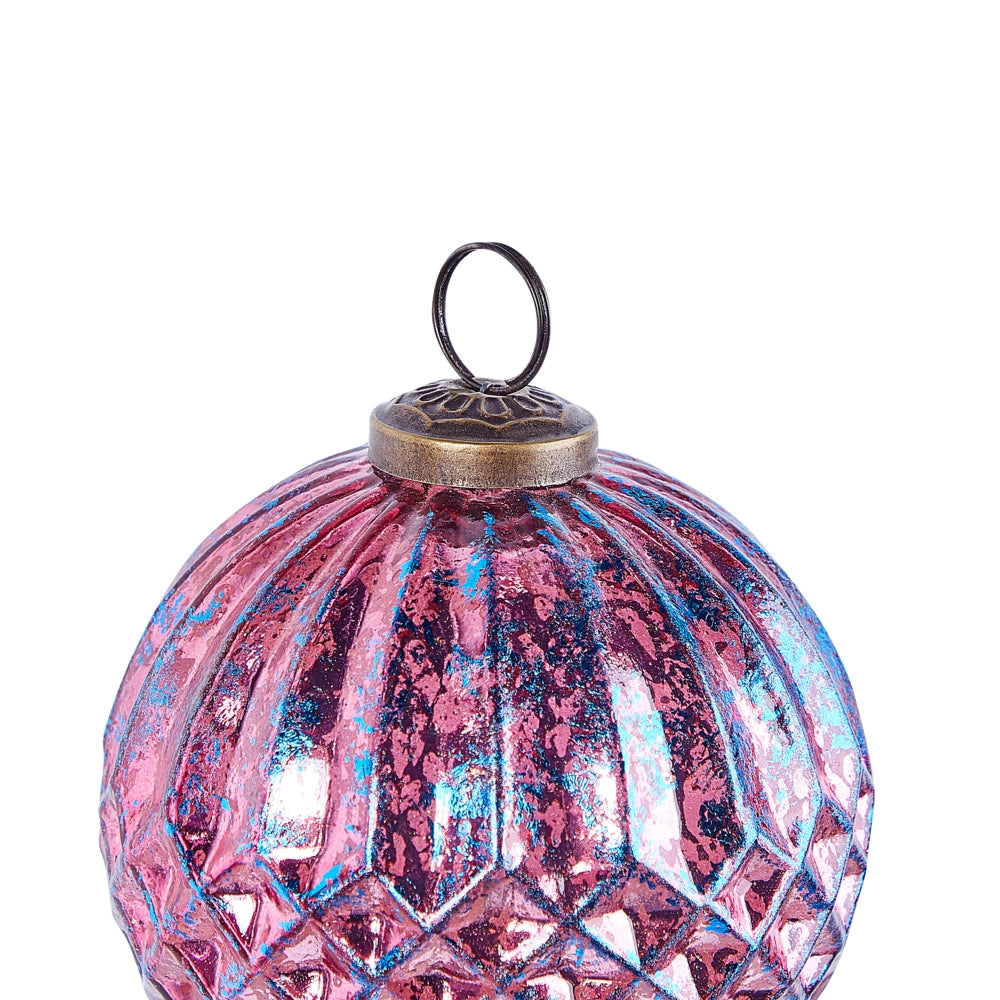 Set di 6 palline di Natale fatte a mano in vetro Palle di Natale Decorazioni da appendere all'albero di Natale Rosa