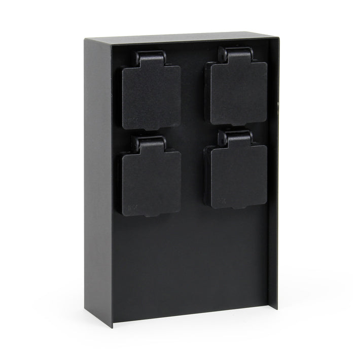 Presa multipla da giardino nera rettangolare con protezione IP44 Colonna a 4 prese per esterno