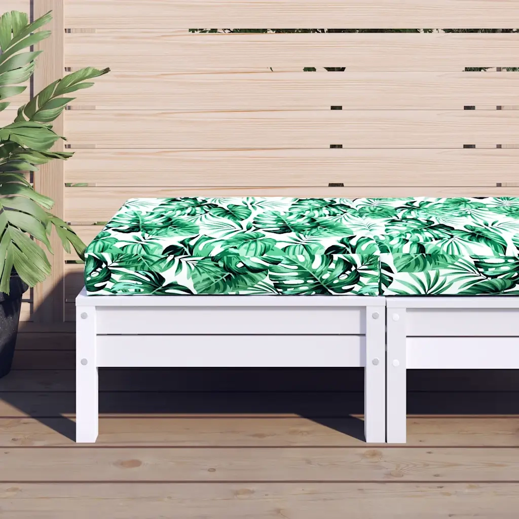 Cuscino Pallet Motivo a Foglie 60x60x9,5 cm in Tessuto Oxford