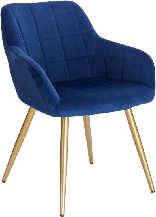 Sedia da pranzo - Sedie da pranzo - Sedia da soggiorno - Divano - con gambe in acciaio e schienale - per salone e ristorante di intrattenimento - Blu e oro