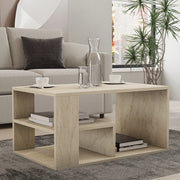 Verde, Tavolino da Salotto 2 Vani, 80x40x50h cm Beige Marmo