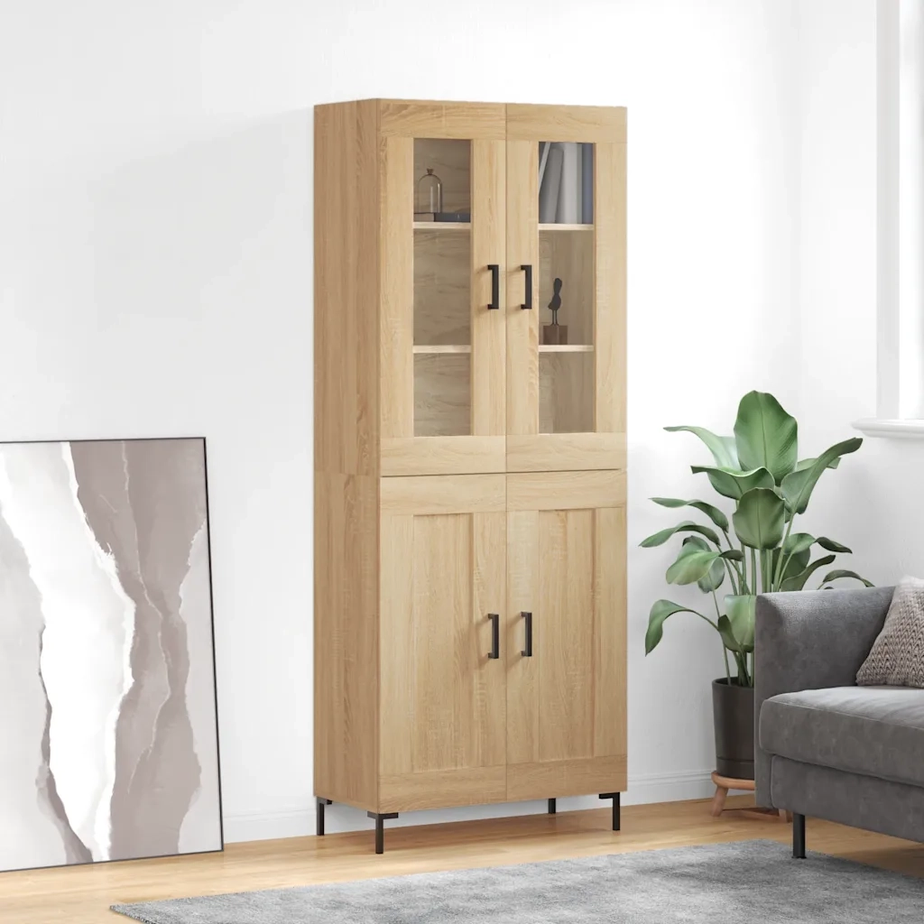 Credenza-Buffet-Armadio da cucina Rovere Sonoma 69,5x34x180 cm in Legno Multistrato 320499