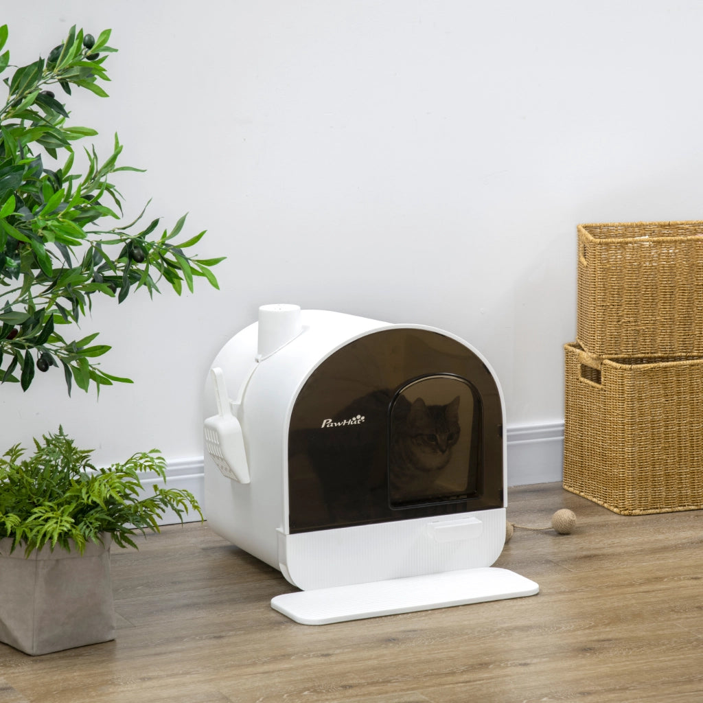 TOILETTE per gatti chiusa 43x44x47 cm Plastica Bianca