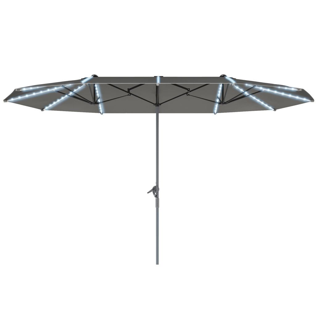 Ombrellone Doppio con Luci Solari ¨C zephmum ¨C Alluminio Polyester UPF50+ Antracite
