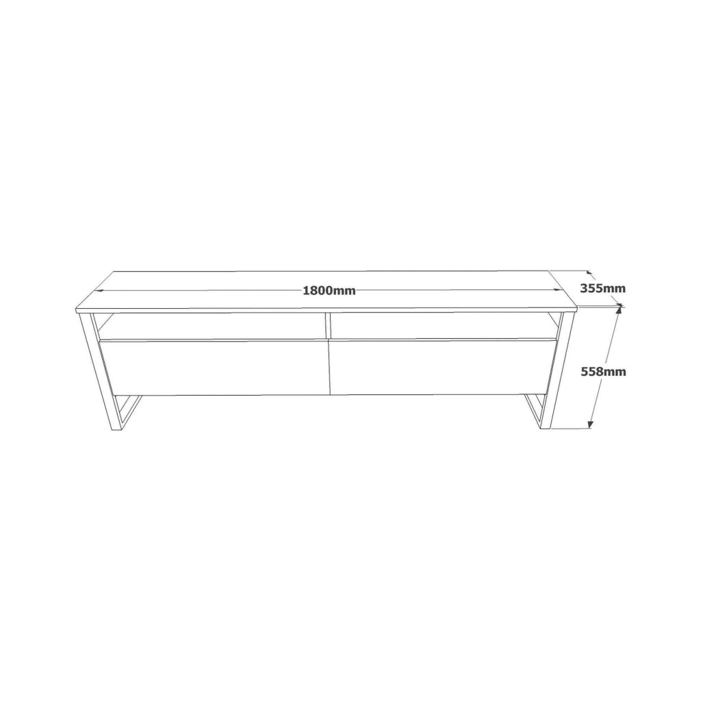 Mobile porta TV Khartum, Credenza da soggiorno, Armadio basso per TV, Base parete attrezzata, 180x36h56 cm, Quercia