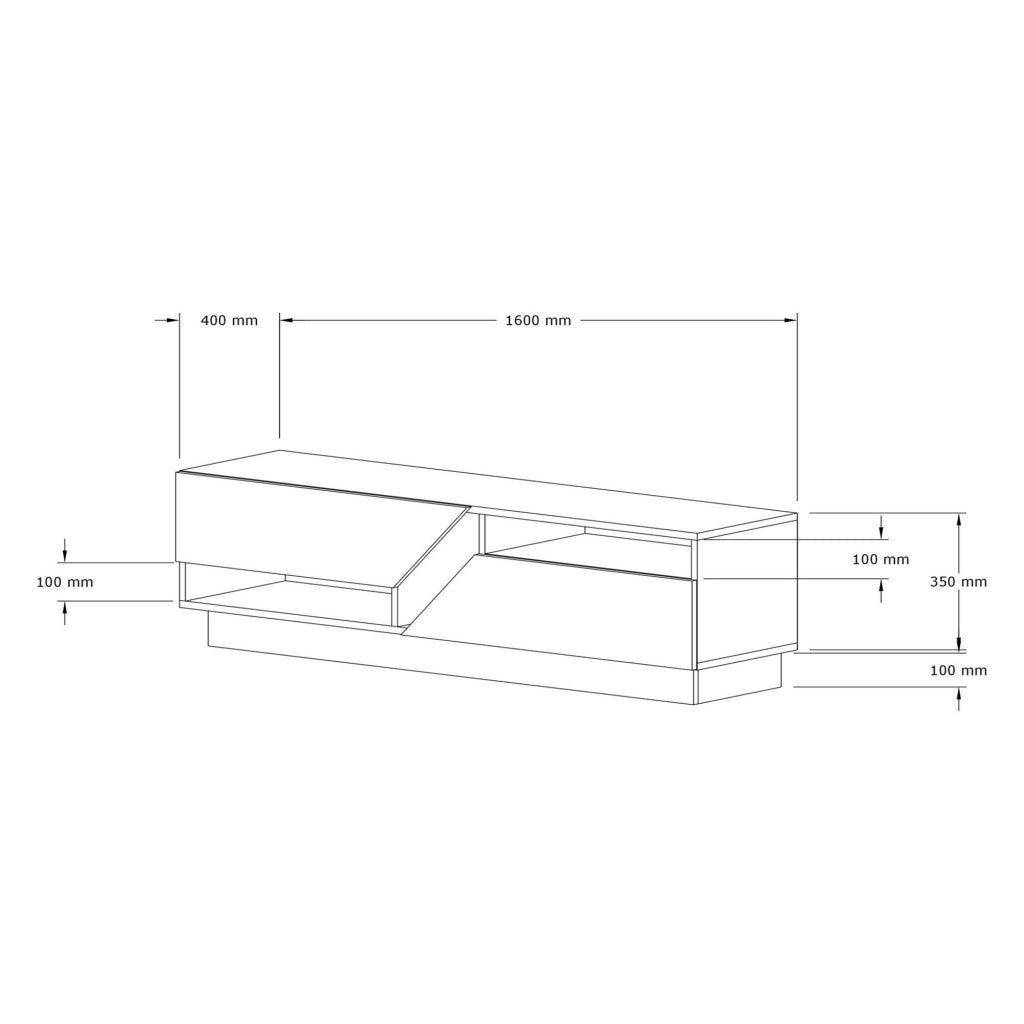 Spilinga, Mobile Porta tv 2 Ripiani, 160x40x45h cm Nero Antracite