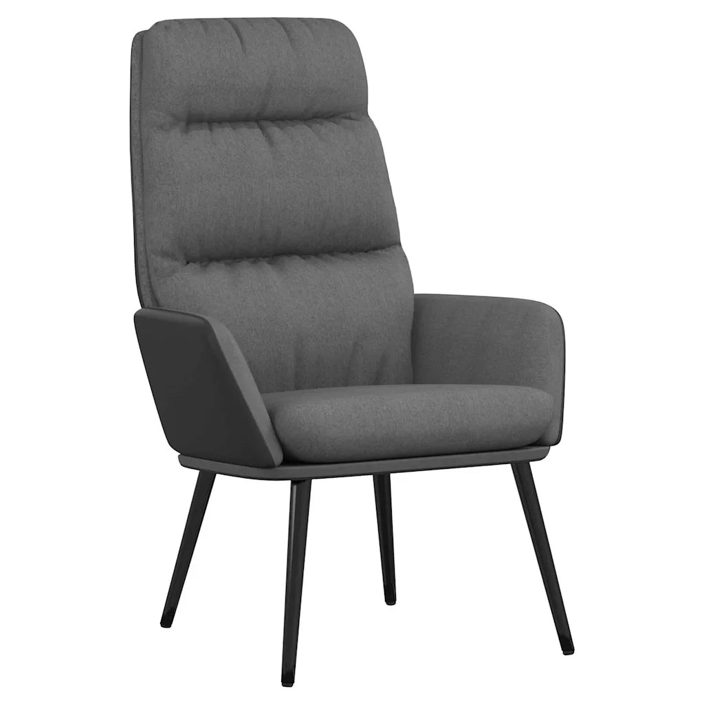 Divano Sedia-Poltrona Relax con Sgabello Grigio Chiaro Tessuto e Similpelle