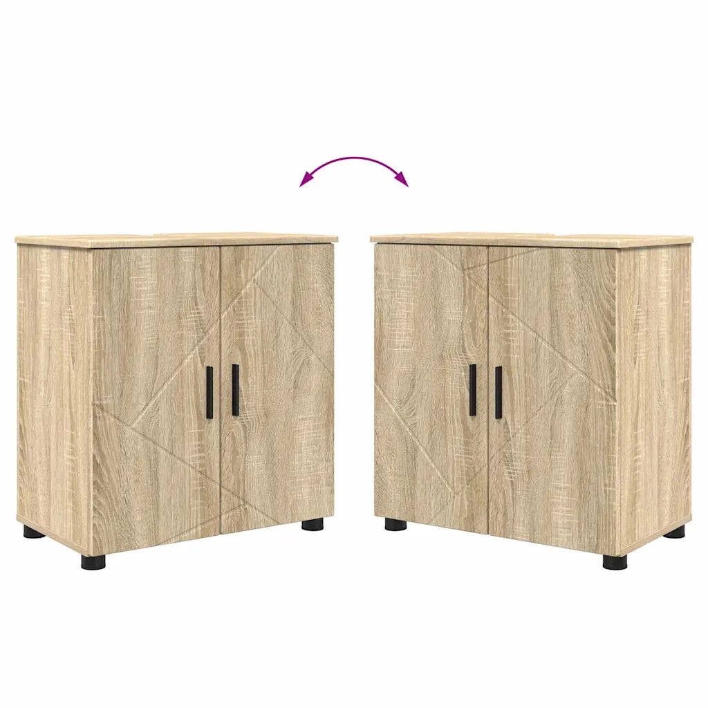 Set di mobili per il bagno con porta 2 pcs Rovere Sonoma 3392935