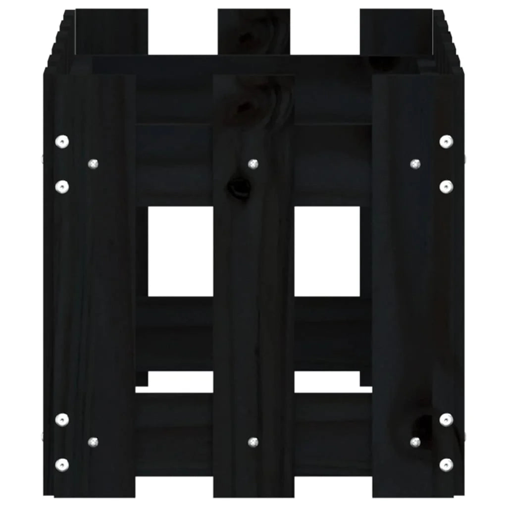 Fioriera rialzata per piante fiori e terrazze con design a recinzione 60 x 30 x 30 cm pino nero massiccio 02_0038105