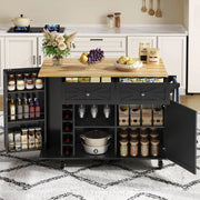 CARRELLO CUCINA con piano ribaltabile 120 x 45(70) x 89 cm in MDF nero