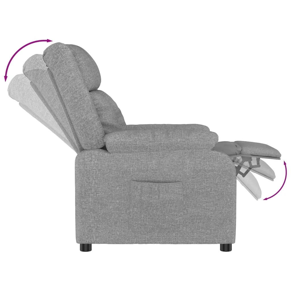 Poltrona | Sedia Relax Reclinabile in Tessuto Grigio Chiaro
