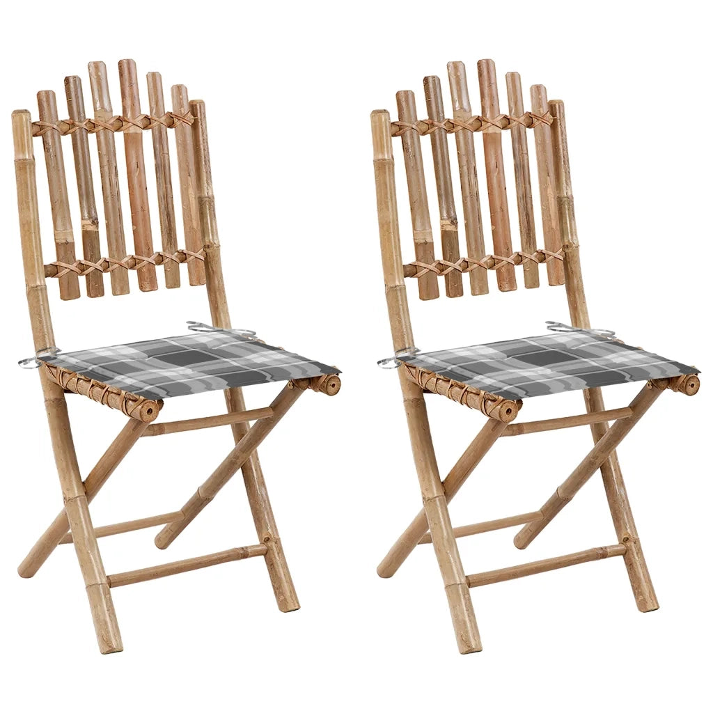 Sedie da Giardino Pieghevoli 2 pz con Cuscini in BambÃ¹ cod mxl 8102