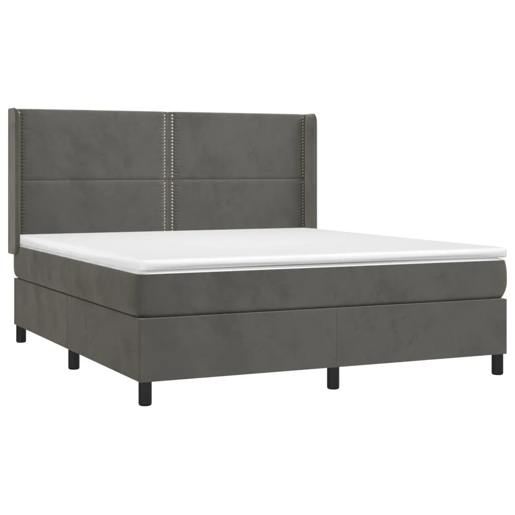 Giroletto a Molle con Materasso Grigio Scuro 180x200 cm Vellutocod mxl 98715