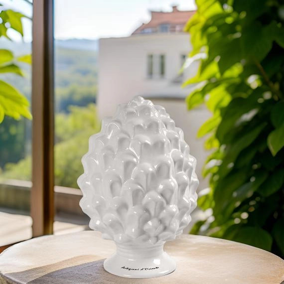 PIGNA BIANCA IN CERAMICA IDEA ARREDO 14X14X22 CM DA TAVOLO ARTIGIANI D'ORIENTE