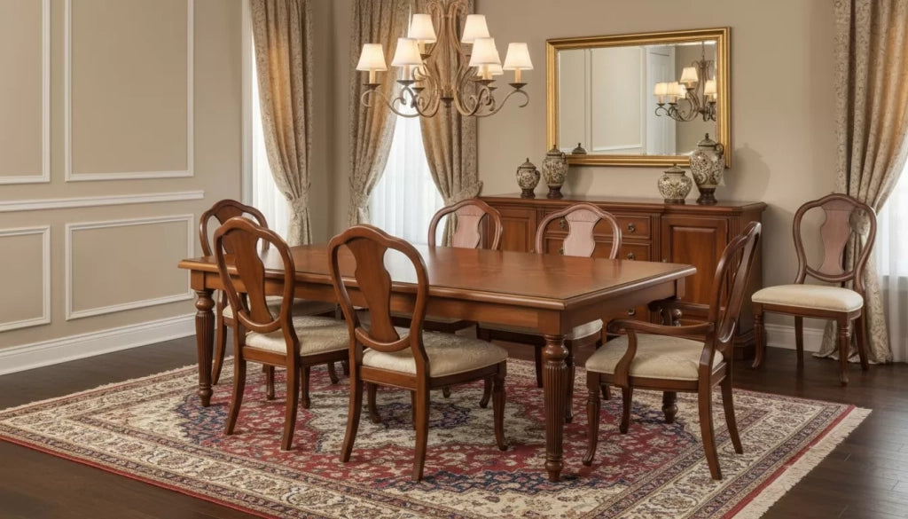 Tavolo fisso classico rettangolare legno intarsio bassano 240x128x78 - Mobili 2G