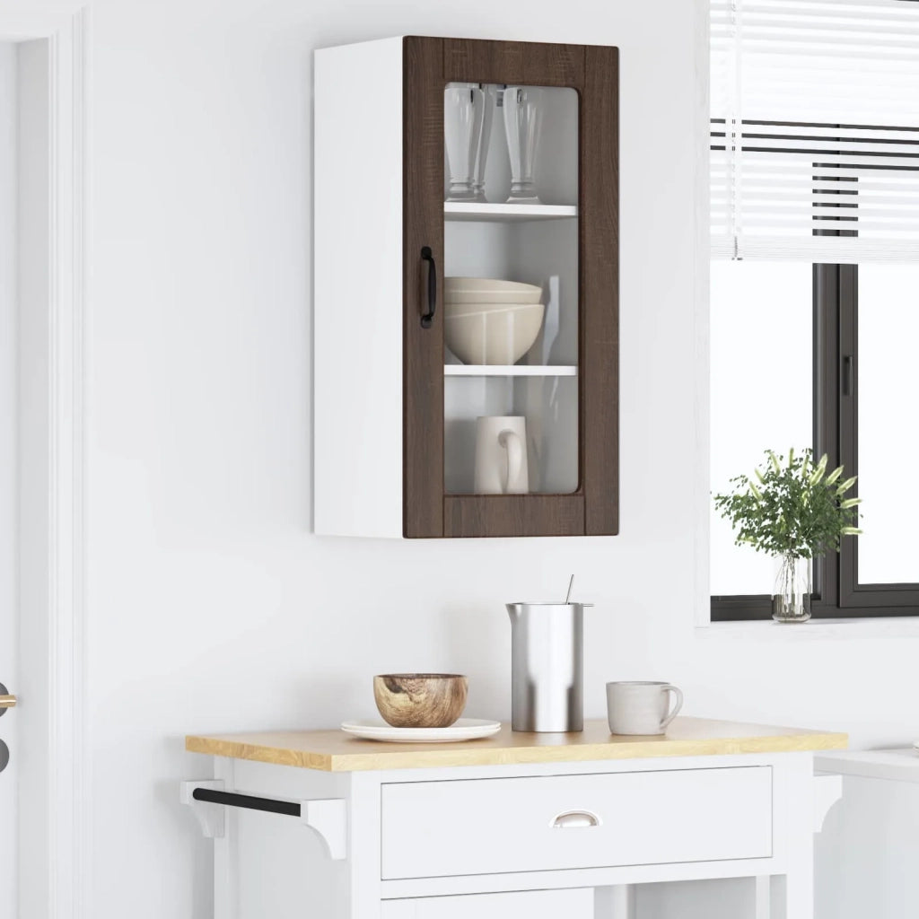 Mobile in vetro da parete LUCCA Rovere Marrone 40 x 31 x 80 cm