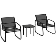 Set Bistrot Giardino 3 Pezzi ¨C Zephmum ¨C Nero, Metallo, Vetro