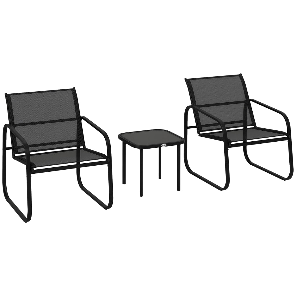 Set Bistrot Giardino 3 Pezzi ¨C Zephmum ¨C Nero, Metallo, Vetro