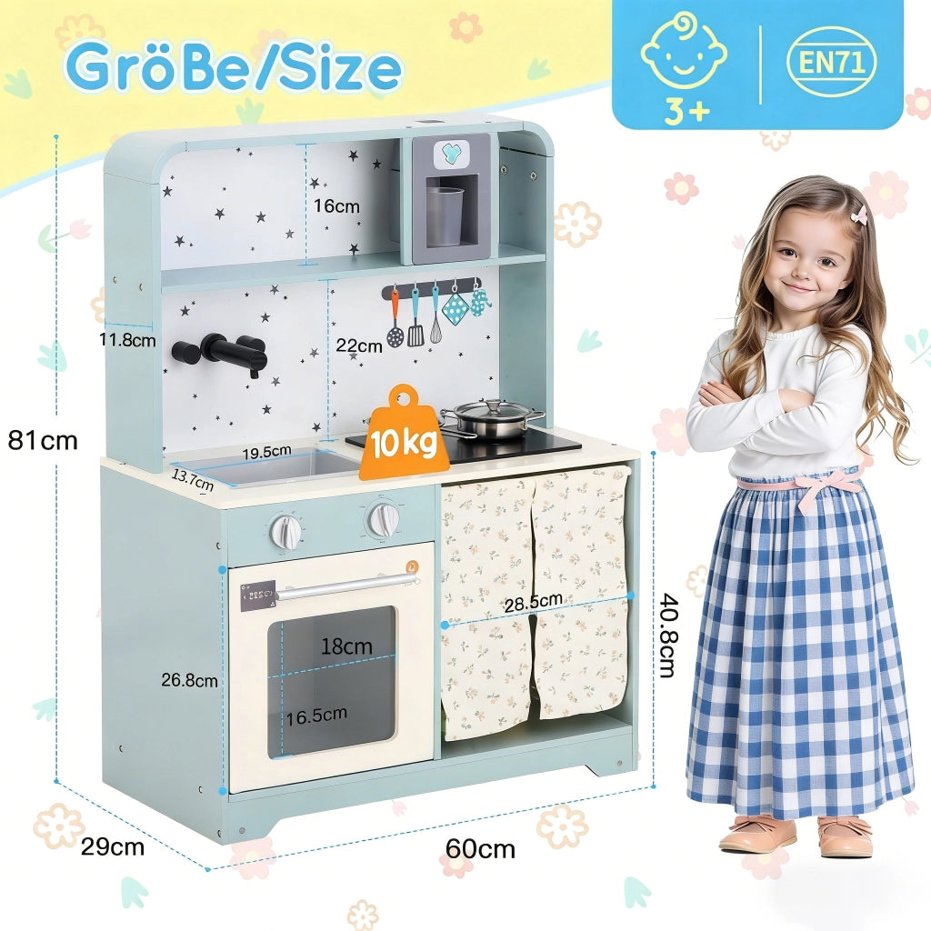Cucina giocattolo per bambini ¨C Minimal ¨C Legno e plastica blu 29x60x81cm