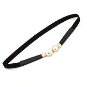 Cintura skinny elastica con chiusura a perle, sottile cintura per abiti da donna, cintura decorativa