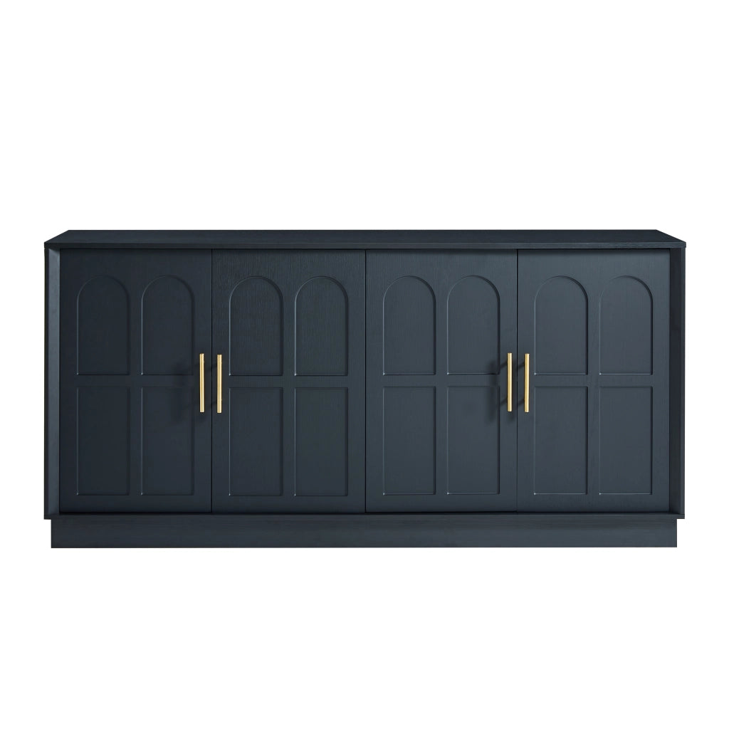 Credenza con ripiani regolabili; per soggiorno e cucina; in MDF; 169×40×80 cm; nero