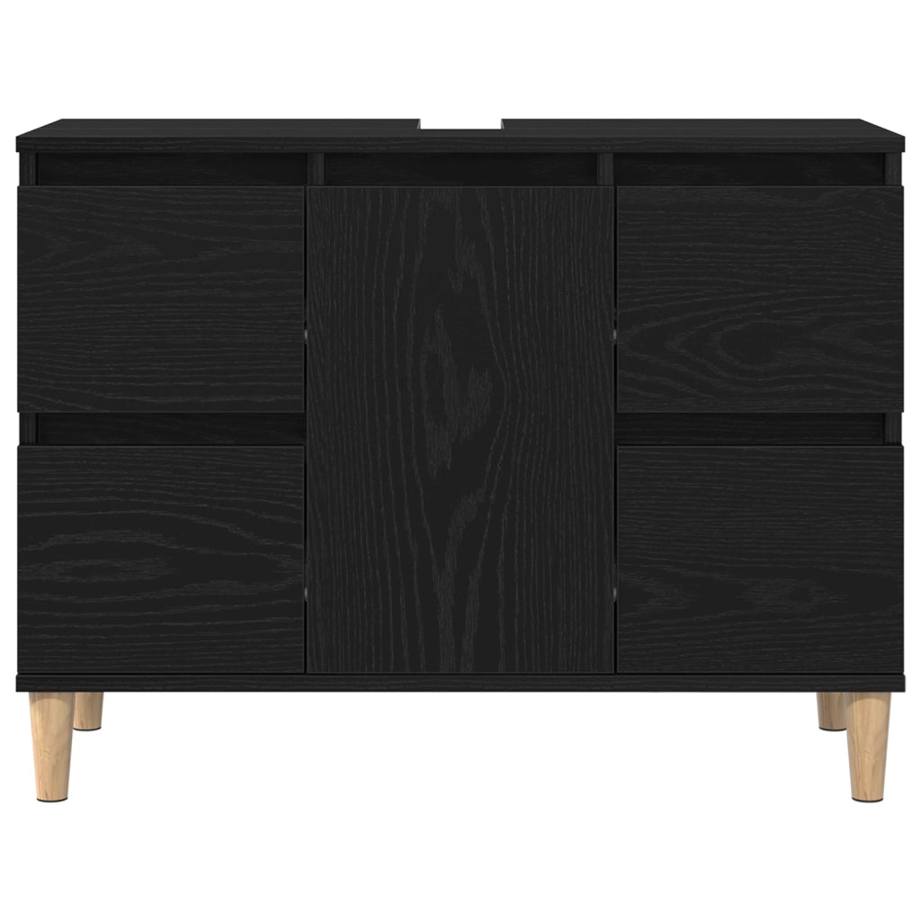 Set di Mobili per Bagno da 3 Pezzi Rovere Nero Legno Ingegnato