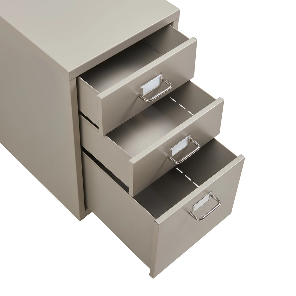 Cassettiera Kökar in Acciaio Mobile Archivio con 3 Cassetti e Rotelle - Color Cammello [en.casa]