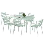 Set da giardino 7 pezzi con tavolo e 6 sedie impilabili in acciaio verde chiaro ¨C zephmum ¨C verde chiaro