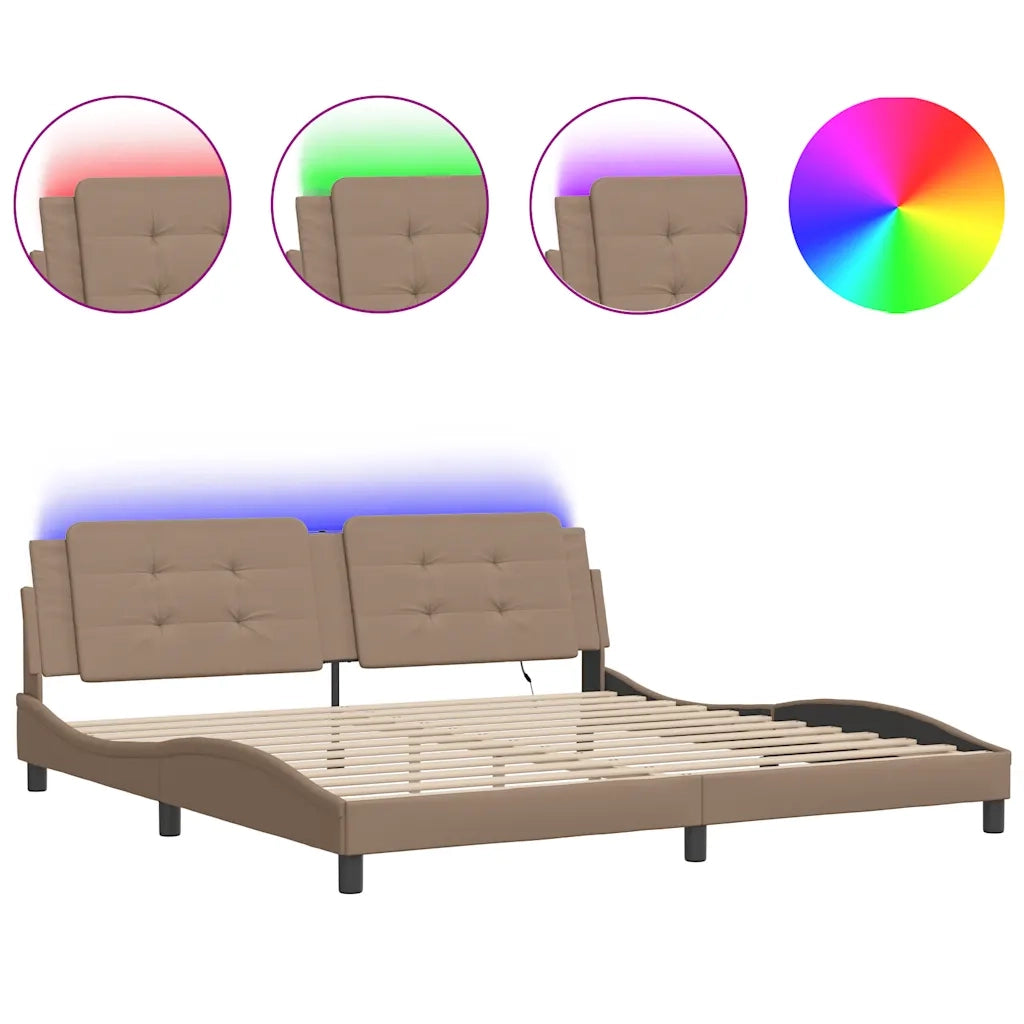 Giroletto con Luci LED Cappuccino 200x200 cm in Similpelle