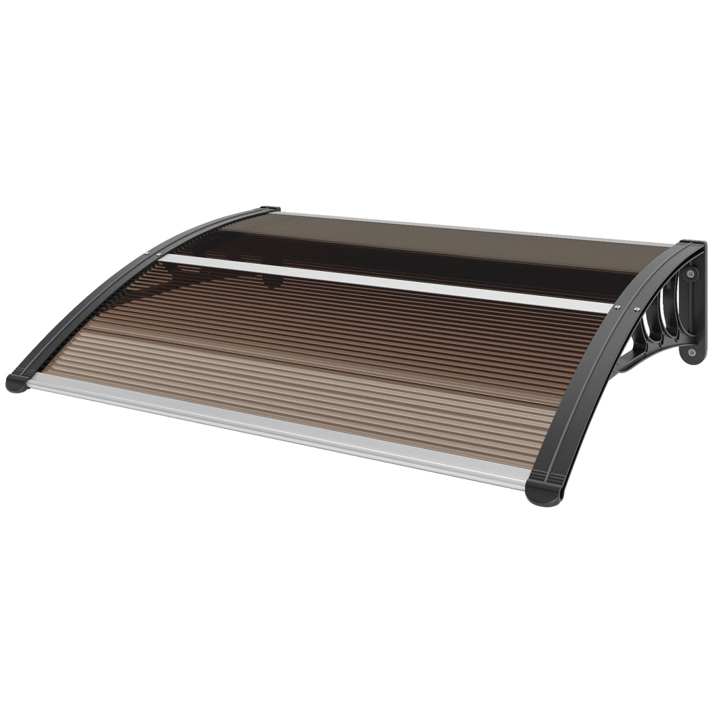 Pensilina da Esterni Impermeabile e Anti-UV, in PC, PP e Alluminio, 75x100x23 cm, Marrone e Nero