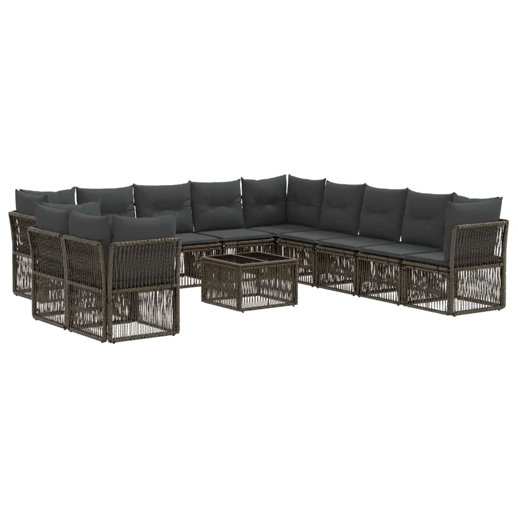 Set Divano da Giardino 12 pcs Grigio polyrattan