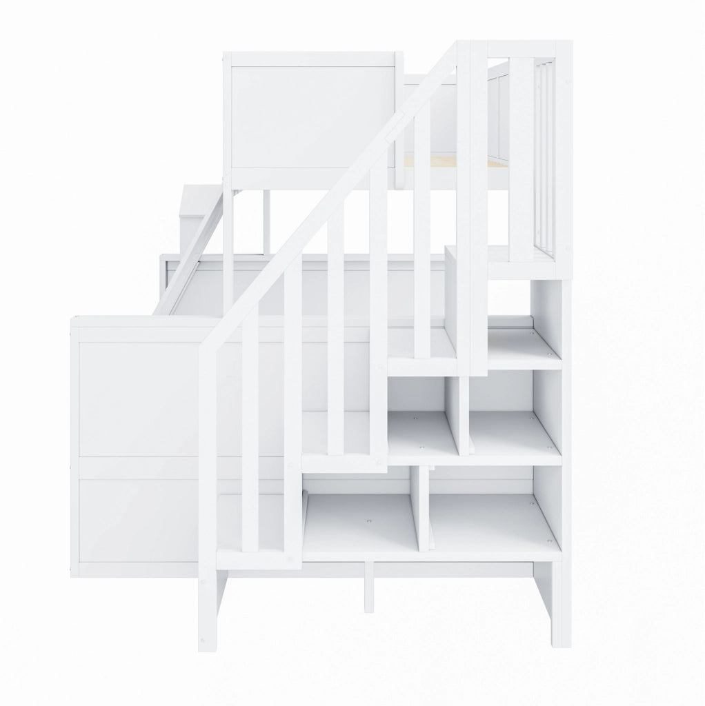 Letto a castello per bambini bianco 90x200/140x200 con scale