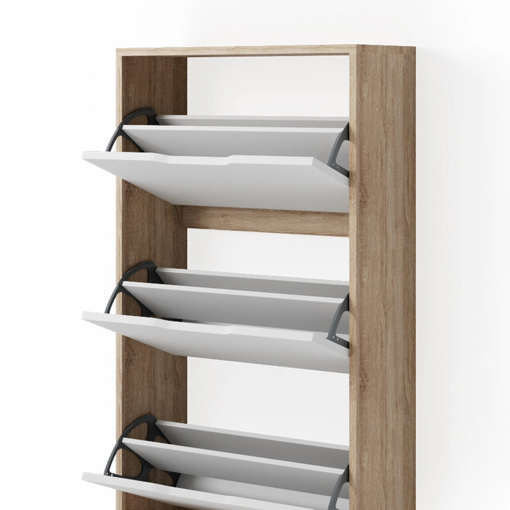 Vicco Scarpiera da ingresso Bianco/Sonoma 59 x 105 cm 3 scomparti