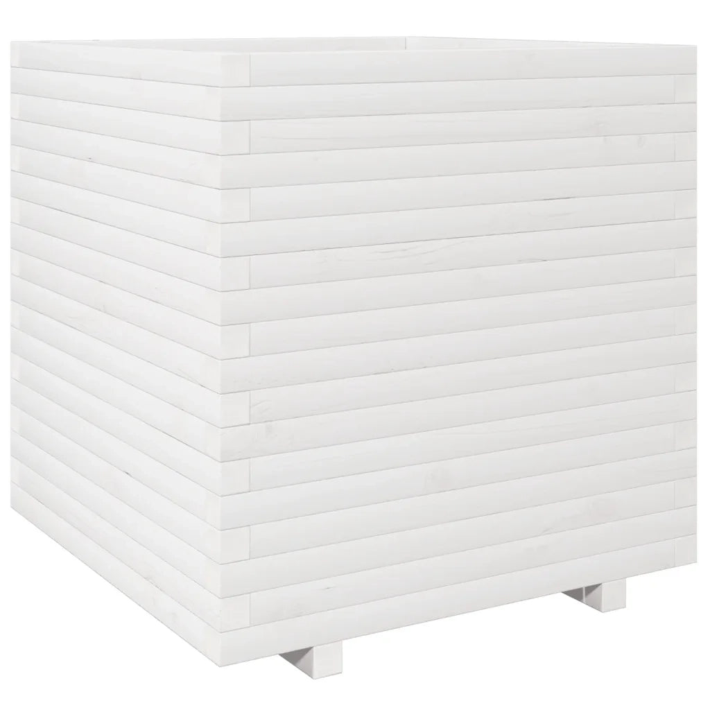 Fioriera da Giardino Bianca 70x70x72,5cm Legno Massello di Pino