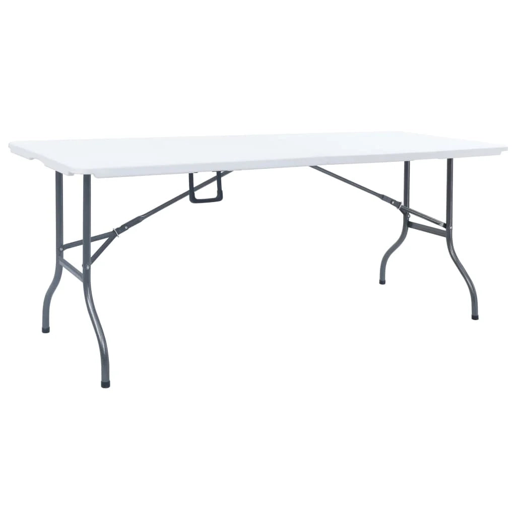 Tavolo da giardino pieghevole con 2 panche 180 cm acciaio e HDPE bianco 02_0018691