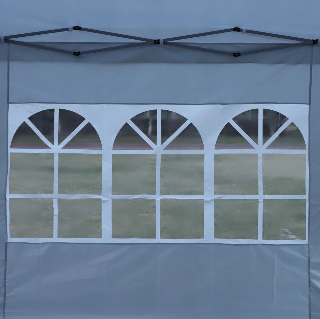 Gazebo pieghevole 3x3 m blu con pareti laterali e sacchi di sabbia
